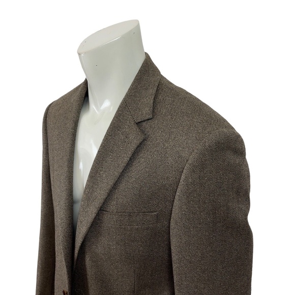 Andrew Fezza Brown Tweed Patch Elbow Blazer Wool Silk Nylon Blend Mens 44L - Picture 7 of 15